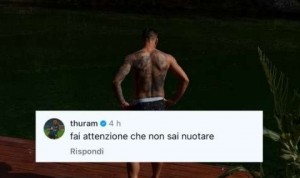 重归于好？小图拉姆评论劳塔罗泳池社媒：当心点，你不会游泳